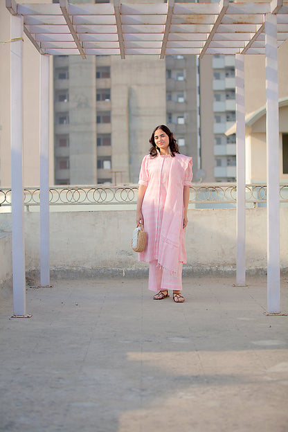 Kora Gulabi Mul Pant Suit