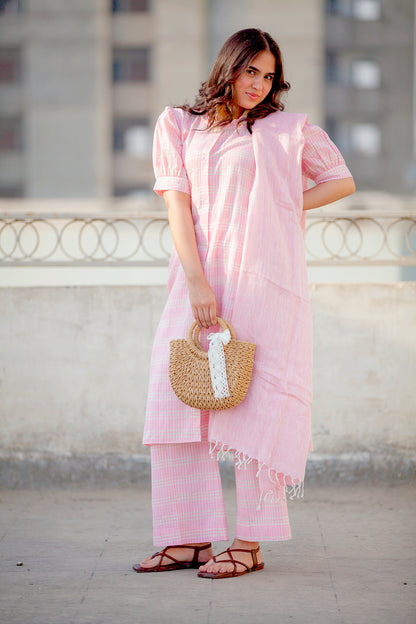 Kora Gulabi Mul Pant Suit