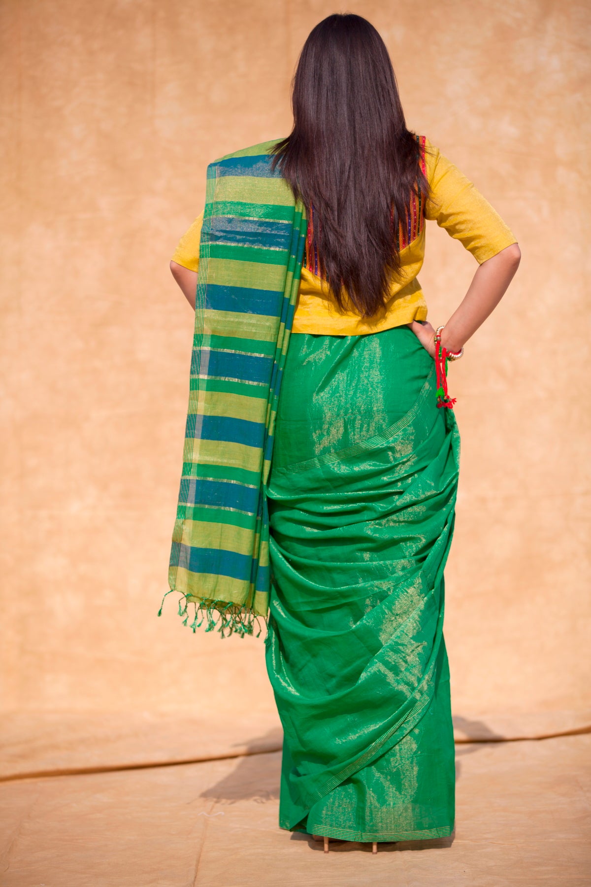 Panna Neelam Zartari Sari