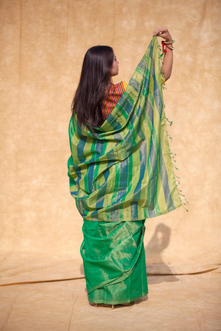 Panna Neelam Zartari Sari