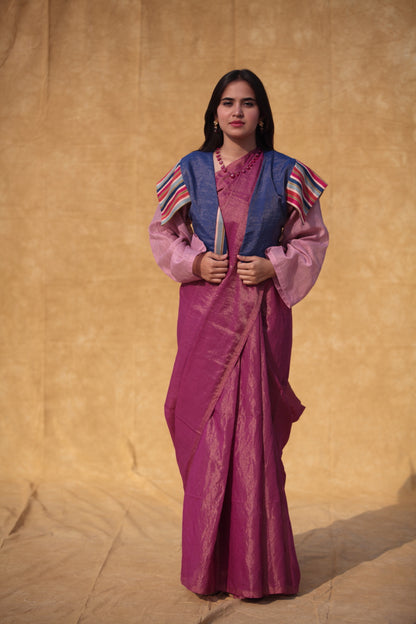 Manik Neelam Zartari Sari